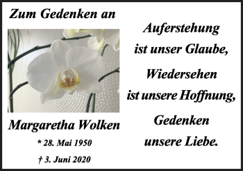 Traueranzeige von Margaretha Wolken von Neue Osnabrücker Zeitung GmbH & Co. KG