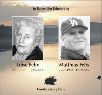 Traueranzeige von Matthias und Luise Felix von Neue Osnabrücker Zeitung GmbH & Co. KG