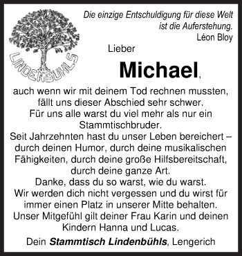 Traueranzeige von Michael  von Neue Osnabrücker Zeitung GmbH & Co. KG