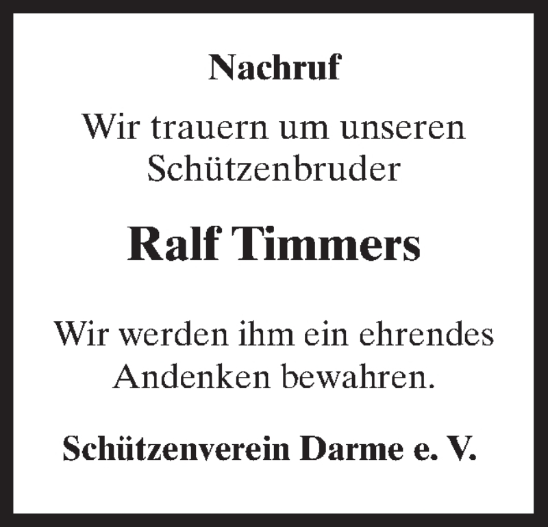  Traueranzeige für Ralf Timmers vom 19.06.2021 aus Neue Osnabrücker Zeitung GmbH & Co. KG