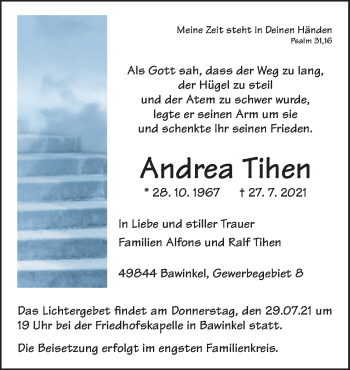 Traueranzeige von Andrea Tihen von Neue Osnabrücker Zeitung GmbH & Co. KG