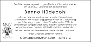 Traueranzeige von Benno Hüdepohl von Neue Osnabrücker Zeitung GmbH & Co. KG