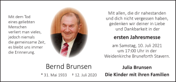 Traueranzeige von Bernd Brunsen von Neue Osnabrücker Zeitung GmbH & Co. KG