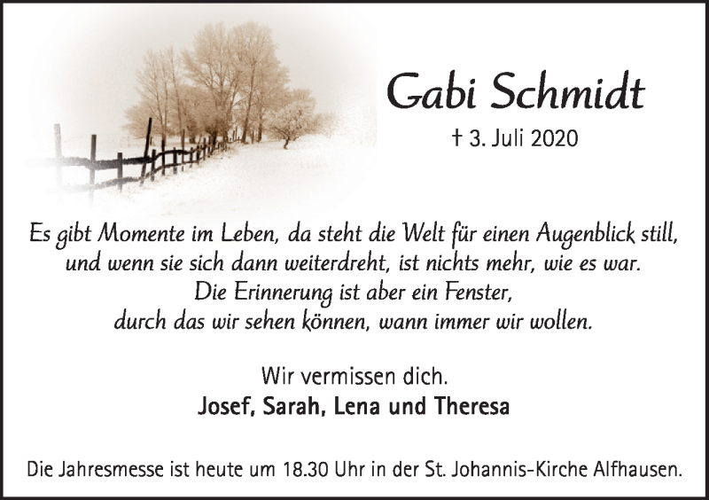  Traueranzeige für Gabi Schmidt vom 03.07.2021 aus Neue Osnabrücker Zeitung GmbH & Co. KG