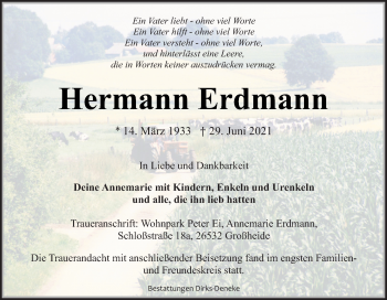 Traueranzeige von Hermann Erdmann von Neue Osnabrücker Zeitung GmbH & Co. KG