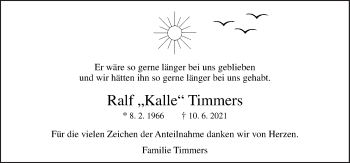 Traueranzeige von Ralf Timmers von Neue Osnabrücker Zeitung GmbH & Co. KG