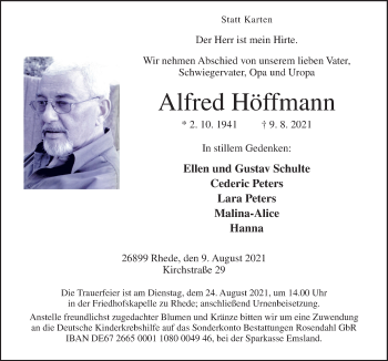 Traueranzeige von Alfred Höffmann von Neue Osnabrücker Zeitung GmbH & Co. KG