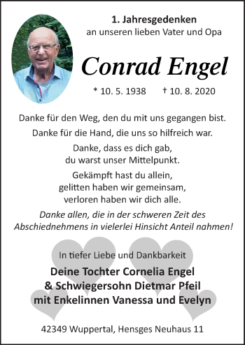 Traueranzeige von Conrad Engel von Neue Osnabrücker Zeitung GmbH & Co. KG