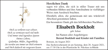 Traueranzeige von Elisabeth Boekholt von Neue Osnabrücker Zeitung GmbH & Co. KG