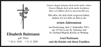 Traueranzeige von Elisabeth Buitmann von Neue Osnabrücker Zeitung GmbH & Co. KG