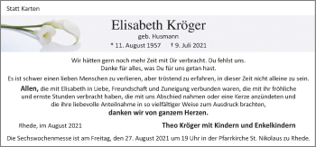 Traueranzeige von Elisabeth Kröger von Neue Osnabrücker Zeitung GmbH & Co. KG