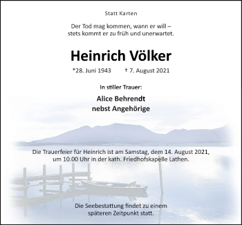 Traueranzeige von Heinrich Völker von Neue Osnabrücker Zeitung GmbH & Co. KG