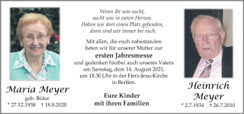 Traueranzeige von Maria Meyer von Neue Osnabrücker Zeitung GmbH & Co. KG