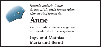 Traueranzeige von Anne  von Neue Osnabrücker Zeitung GmbH & Co. KG