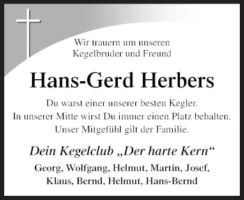 Traueranzeige von Hans-Gerd Herbers von Neue Osnabrücker Zeitung GmbH & Co. KG