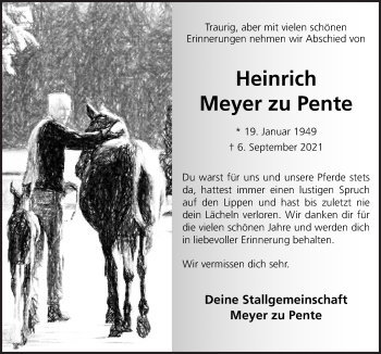 Traueranzeige von Heinrich Meyer zu Pente von Neue Osnabrücker Zeitung GmbH & Co. KG