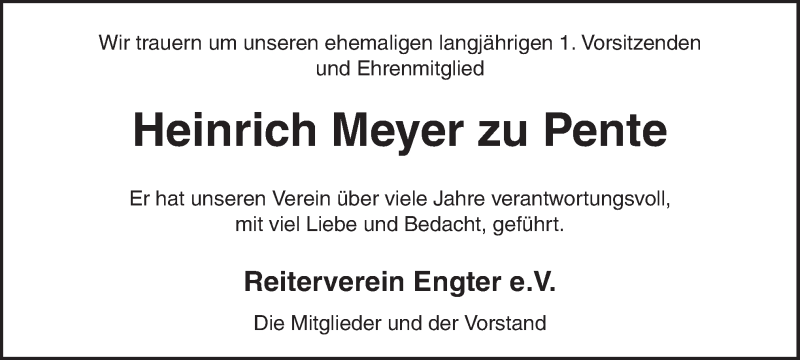  Traueranzeige für Heinrich Meyer zu Pente vom 11.09.2021 aus Neue Osnabrücker Zeitung GmbH & Co. KG