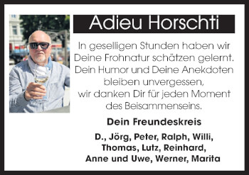 Traueranzeige von Horschti  von Neue Osnabrücker Zeitung GmbH & Co. KG