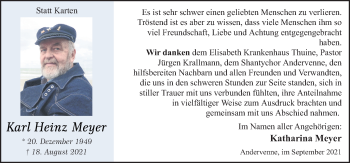 Traueranzeige von Karl Heinz Meyer von Neue Osnabrücker Zeitung GmbH & Co. KG