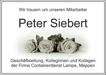 Traueranzeige von Peter Siebert von Neue Osnabrücker Zeitung GmbH & Co. KG