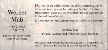 Traueranzeige von Werner Mäß von Neue Osnabrücker Zeitung GmbH & Co. KG