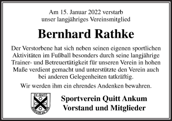 Traueranzeige von Bernhard Rathke von Neue Osnabrücker Zeitung GmbH & Co. KG