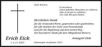 Traueranzeige von Erich Eick von Neue Osnabrücker Zeitung GmbH & Co. KG