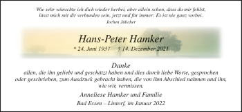 Traueranzeige von Hans-Peter Hamker von Neue Osnabrücker Zeitung GmbH & Co. KG