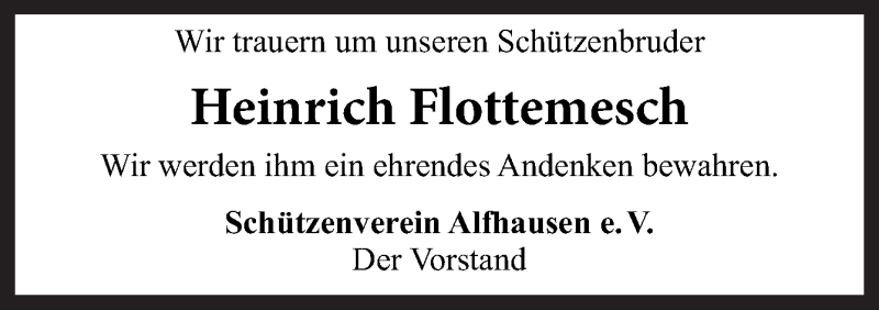  Traueranzeige für Heinrich Flottemesch vom 12.01.2022 aus Neue Osnabrücker Zeitung GmbH & Co. KG