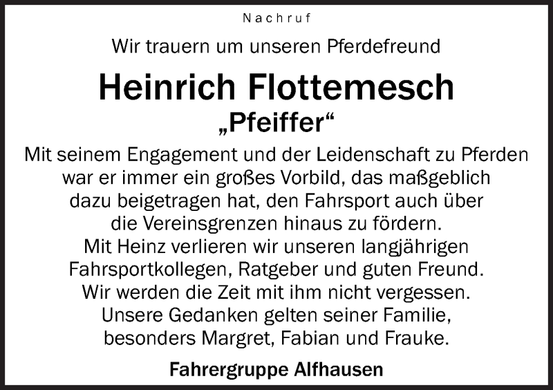  Traueranzeige für Heinrich Flottemesch vom 14.01.2022 aus Neue Osnabrücker Zeitung GmbH & Co. KG