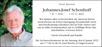 Traueranzeige von Johannes-Josef Schonhoff von Neue Osnabrücker Zeitung GmbH & Co. KG