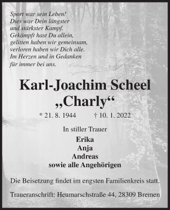 Traueranzeige von Karl-Joachim Scheel von Neue Osnabrücker Zeitung GmbH & Co. KG