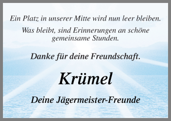 Traueranzeige von Krümel  von Neue Osnabrücker Zeitung GmbH & Co. KG