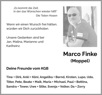 Traueranzeige von Marco Finke von Neue Osnabrücker Zeitung GmbH & Co. KG