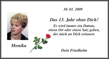 Traueranzeige von Monika  von Neue Osnabrücker Zeitung GmbH & Co. KG