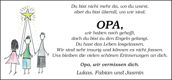 Traueranzeige von Opa  von Neue Osnabrücker Zeitung GmbH & Co. KG