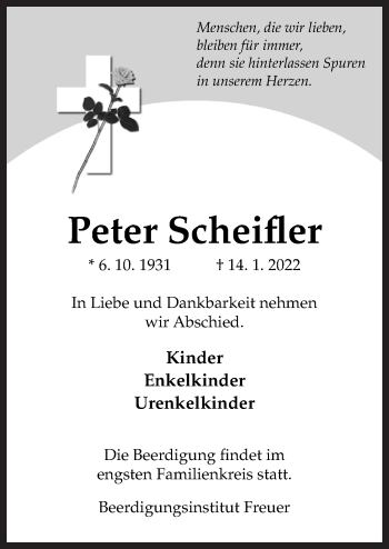 Traueranzeige von Peter Scheifler von Neue Osnabrücker Zeitung GmbH & Co. KG