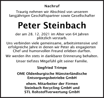 Traueranzeige von Peter Steinbach von Neue Osnabrücker Zeitung GmbH & Co. KG