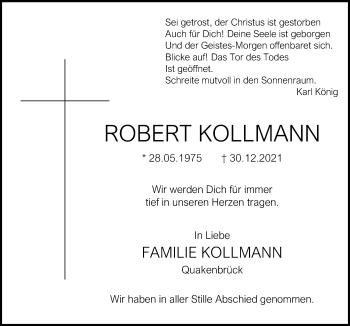 Traueranzeige von Robert Kollmann von Neue Osnabrücker Zeitung GmbH & Co. KG