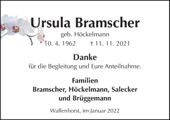 Traueranzeige von Ursula Bramscher von Neue Osnabrücker Zeitung GmbH & Co. KG