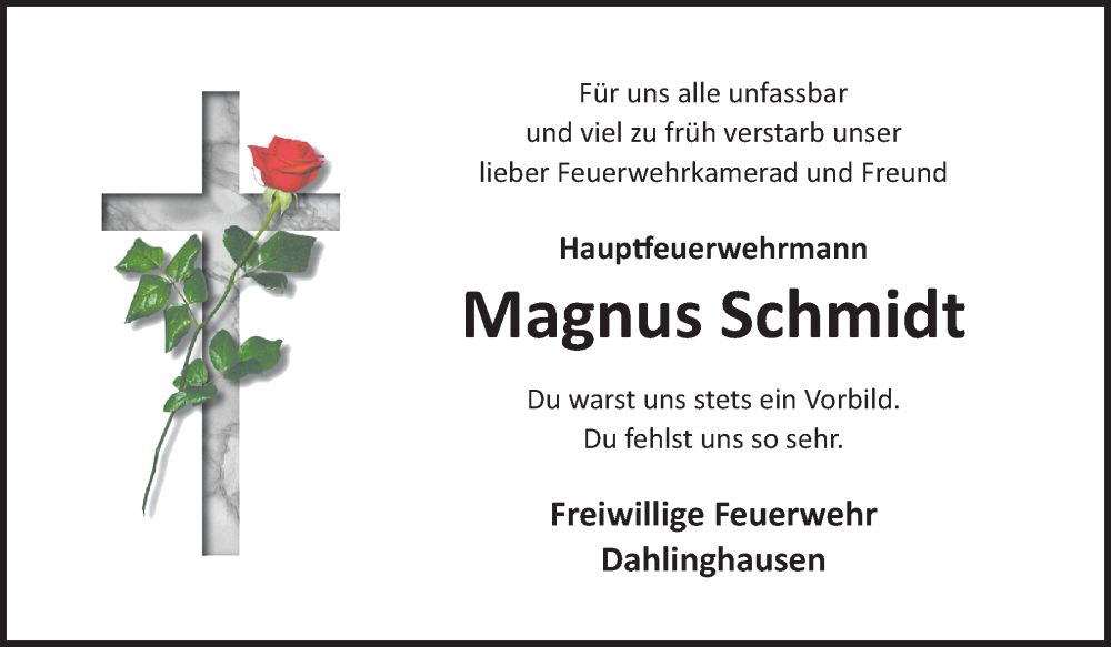  Traueranzeige für Magnus Schmidt vom 06.10.2022 aus Neue Osnabrücker Zeitung GmbH & Co. KG