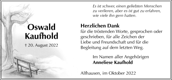 Traueranzeige von Oswald Kaufhold von Neue Osnabrücker Zeitung GmbH & Co. KG