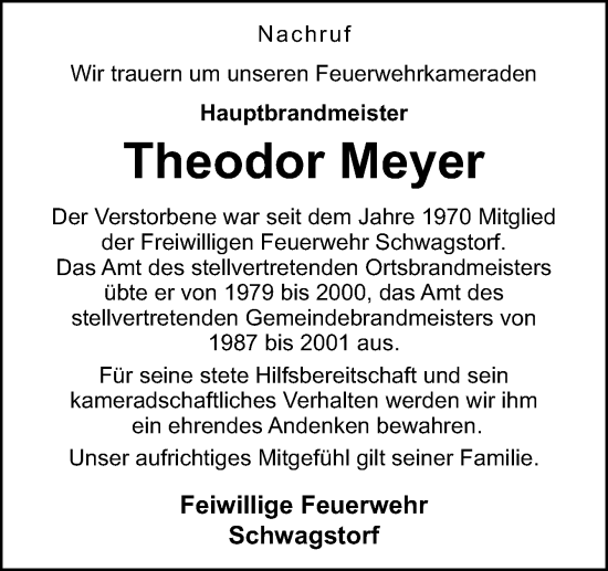 Traueranzeige von Theodor Meyer von Neue Osnabrücker Zeitung GmbH & Co. KG