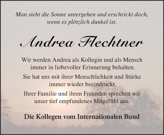 Traueranzeige von Andrea Flechtner von Neue Osnabrücker Zeitung GmbH & Co. KG