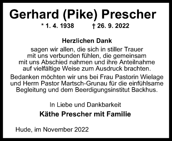 Traueranzeige von Gerhard Prescher von DK Medien GmbH & Co. KG