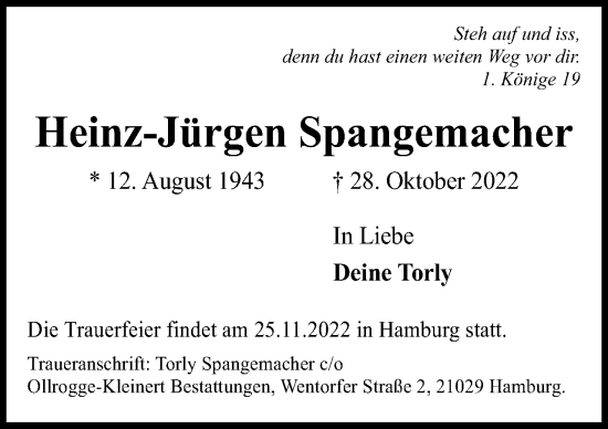 Traueranzeige von Heinz-Jürgen Spangemacher von Neue Osnabrücker Zeitung GmbH & Co. KG