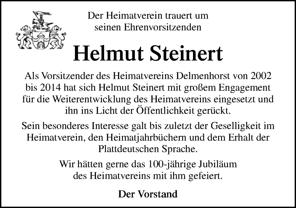  Traueranzeige für Helmut Steinert vom 12.11.2022 aus DK Medien GmbH & Co. KG
