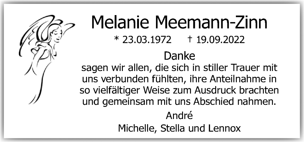  Traueranzeige für Melanie Meemann-Zinn vom 11.11.2022 aus Neue Osnabrücker Zeitung GmbH & Co. KG