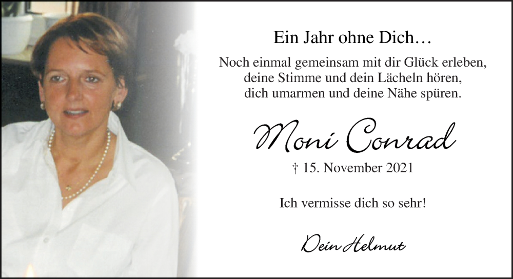  Traueranzeige für Moni Conrad vom 15.11.2022 aus Neue Osnabrücker Zeitung GmbH & Co. KG