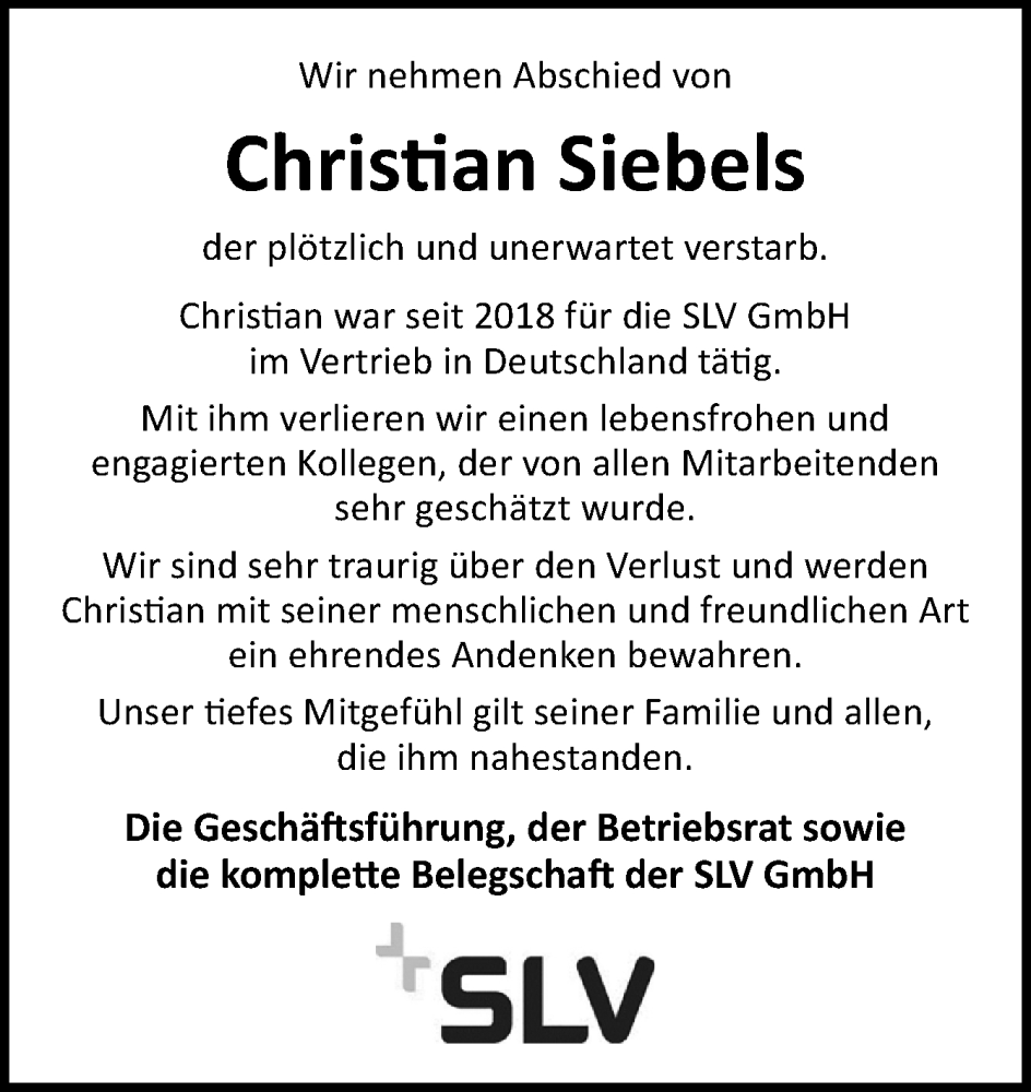  Traueranzeige für Christian Siebels vom 03.12.2022 aus Neue Osnabrücker Zeitung GmbH & Co. KG